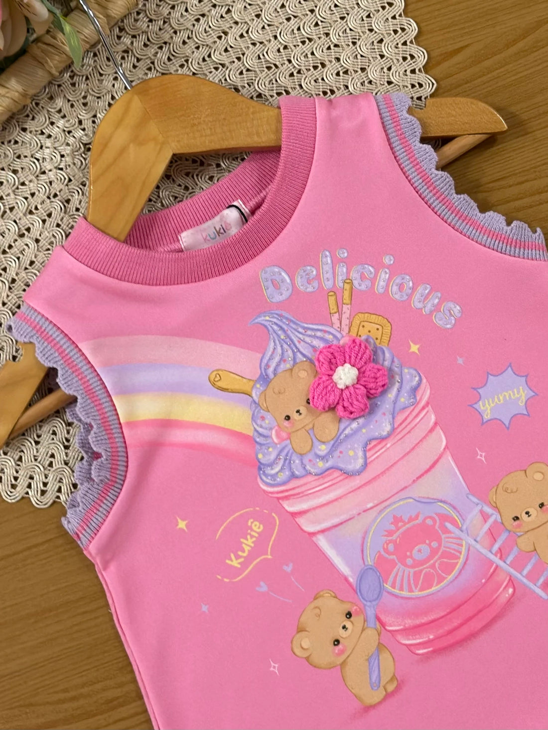 Vestido Infantil Kukiê Inverno Rosa Sorvetinho