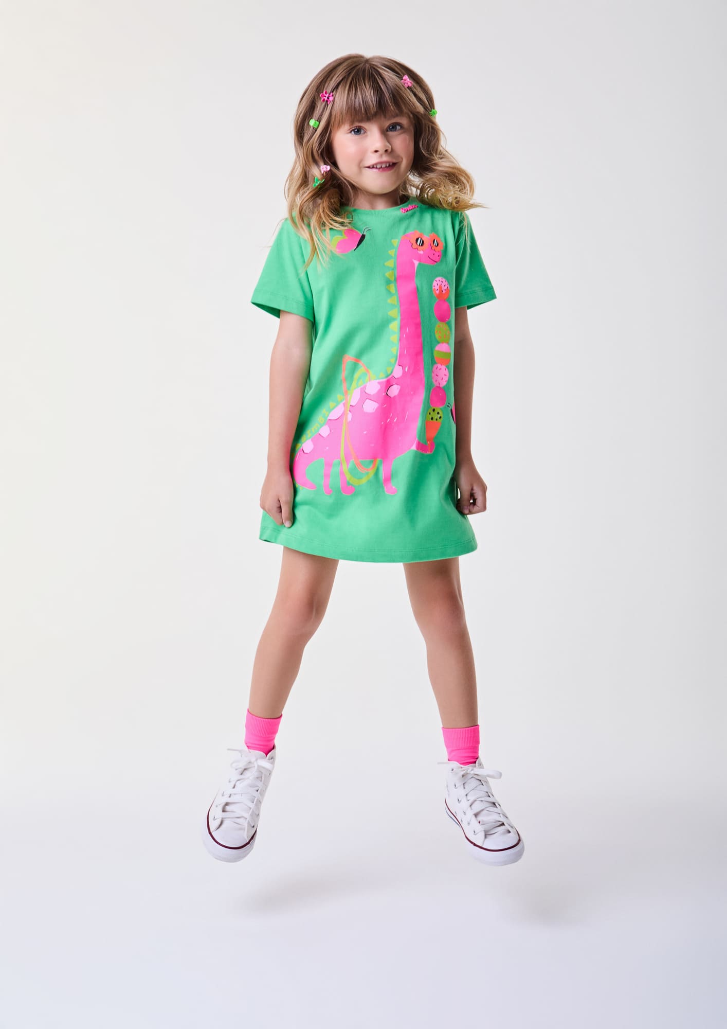 Vestido Infantil Verão Bimbi Verde Dino
