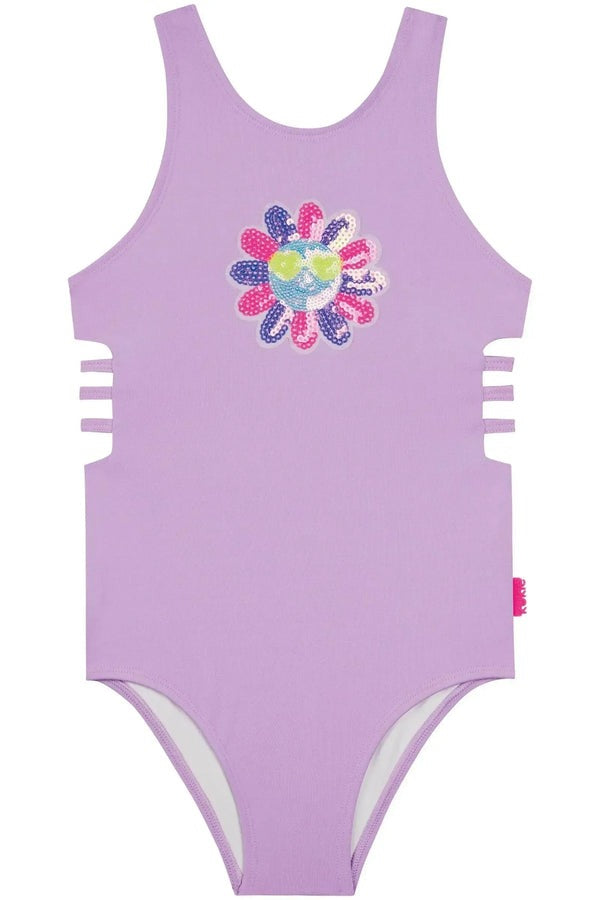 Maiô Infanil Kukiê Verão Lilás Florzinha com Paetê