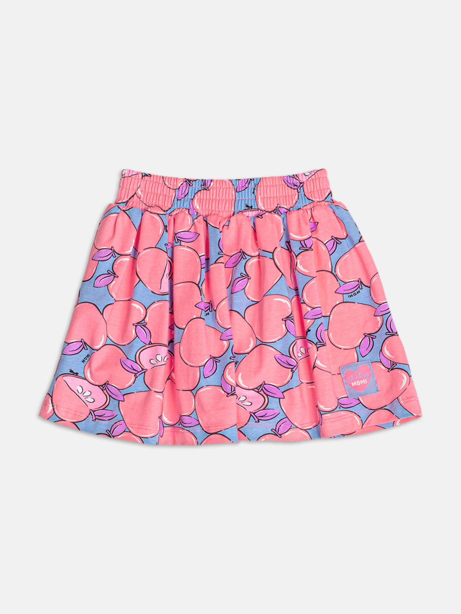 Conjunto Infantil Momi Verão com Saia Azul e Blusa Branca Frutinha
