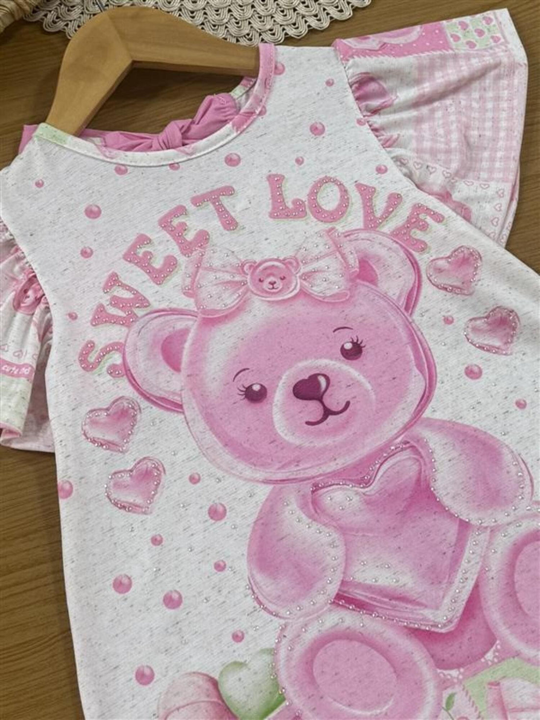 Vestido Infantil Cinti Verão Off White Ursinha Sweet Love