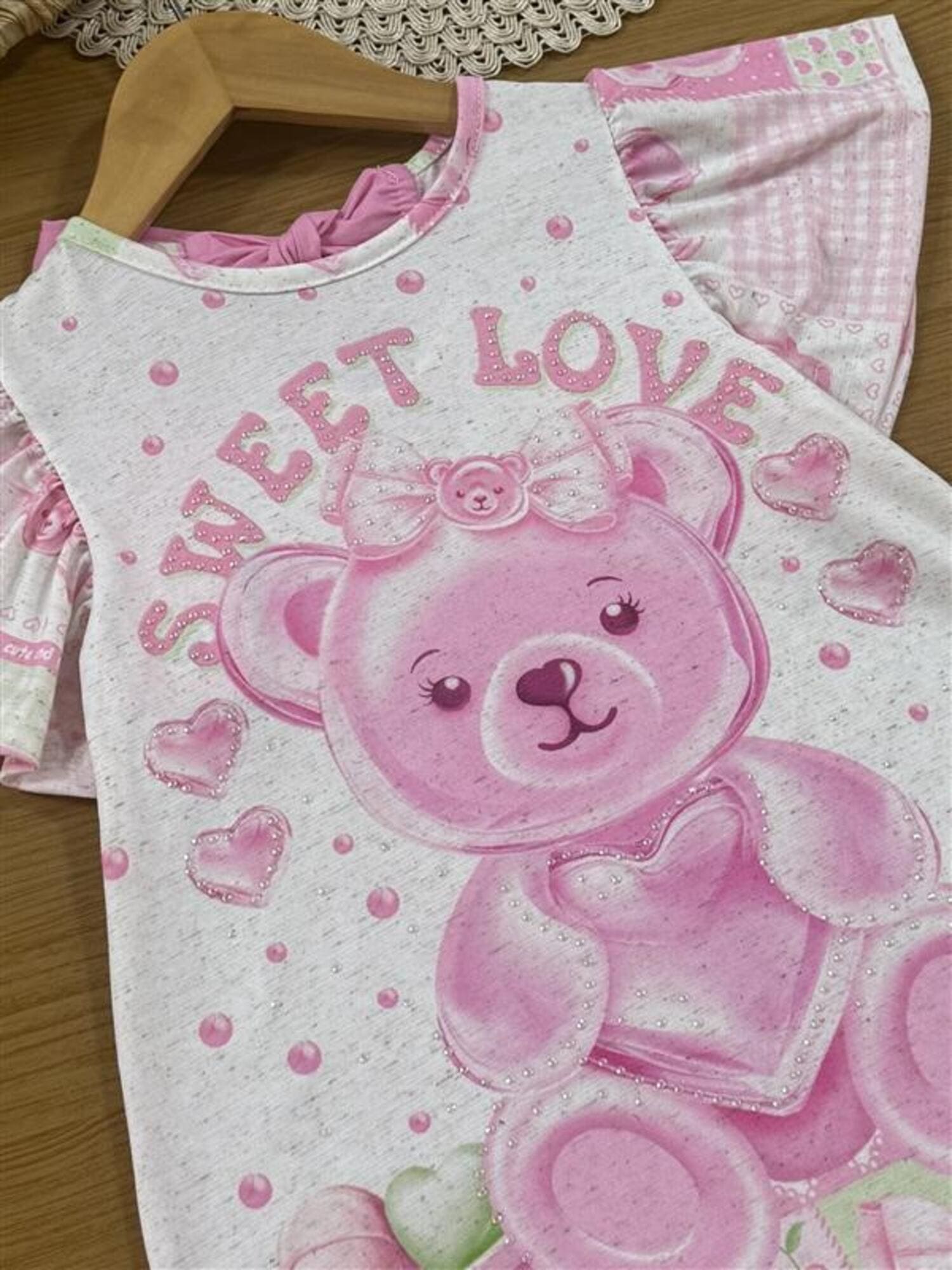 Vestido Infantil Cinti Verão Off White Ursinha Sweet Love