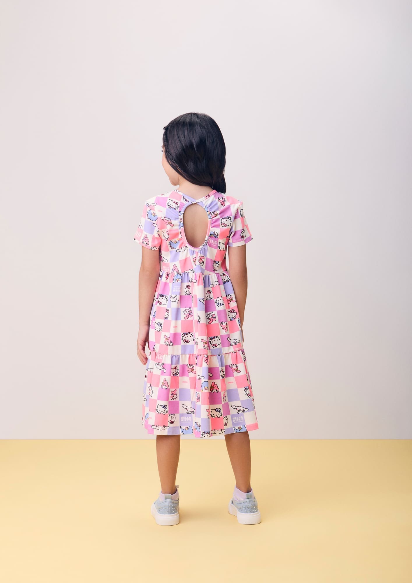 Vestido Infantil Momi Verão Xadrez Hello Kitty