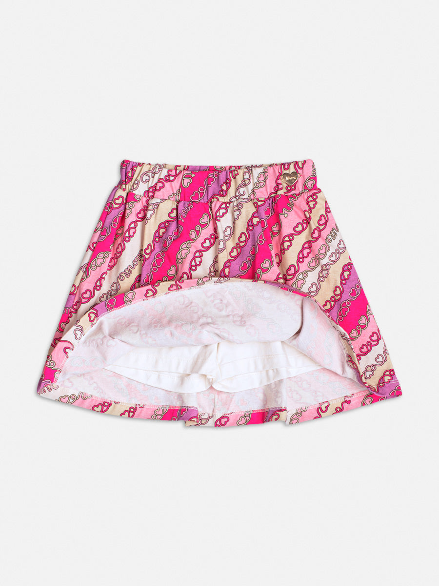 Conjunto Infantil Momi Inverno com Saia Colorida Corações e Blusa Manga Longa