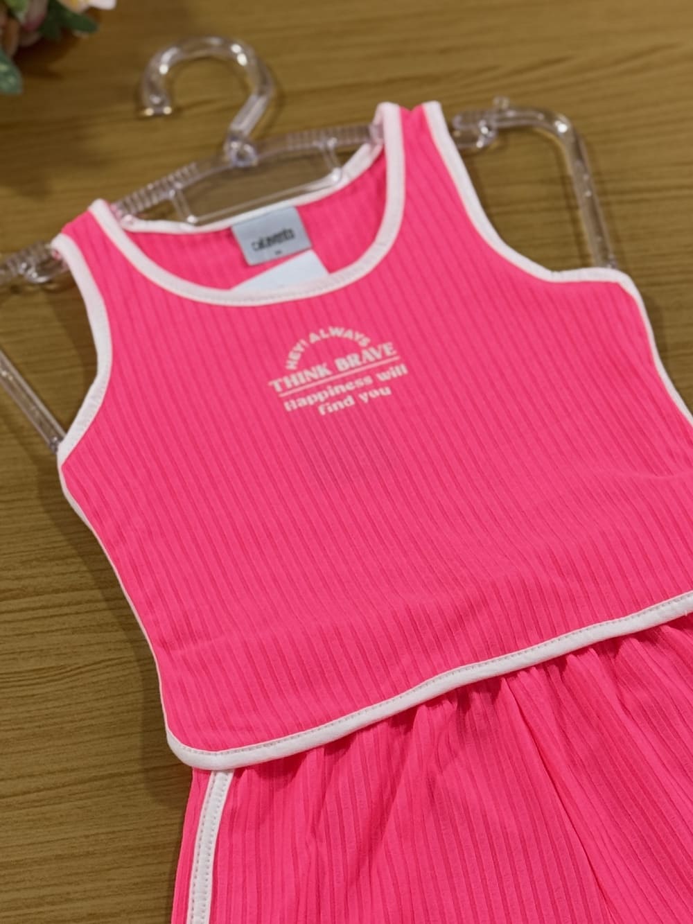 Conjunto Infantil Catavento Verão Shorts e Blusa Rosa Neon