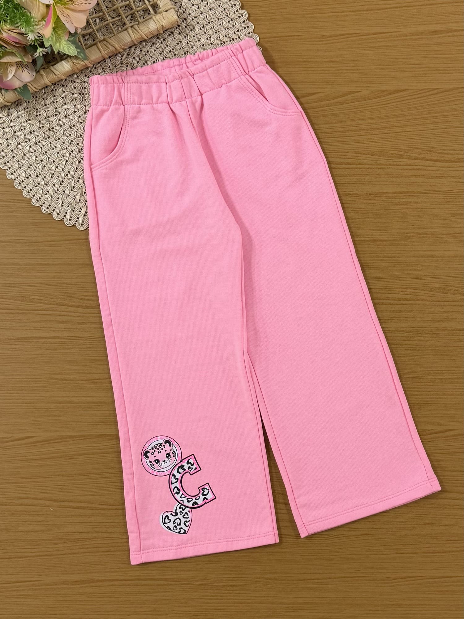 Conjunto Infantil Cinti Inverno com Jaqueta e Calça Rosa Oncinha