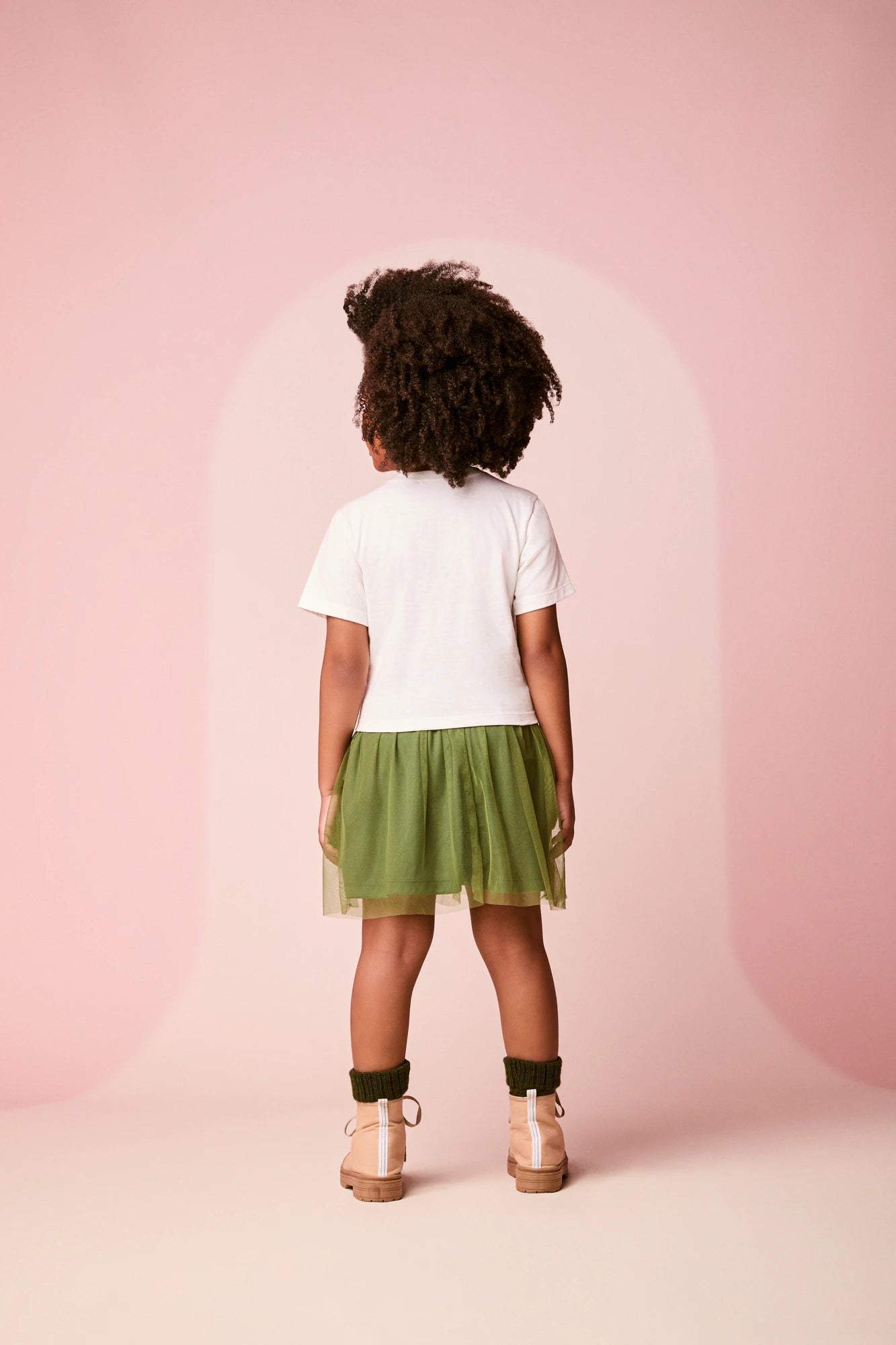 Conjunto Infantil Momi Inverno com Saia em Tule Verde e Blusa Manga Curta Tico e Teco Strass