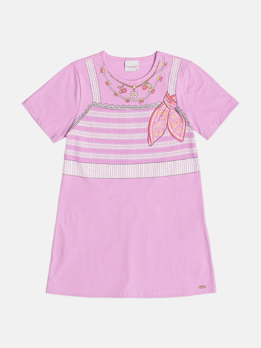 Vestido Infantil Momi Lilás Tricot Strass