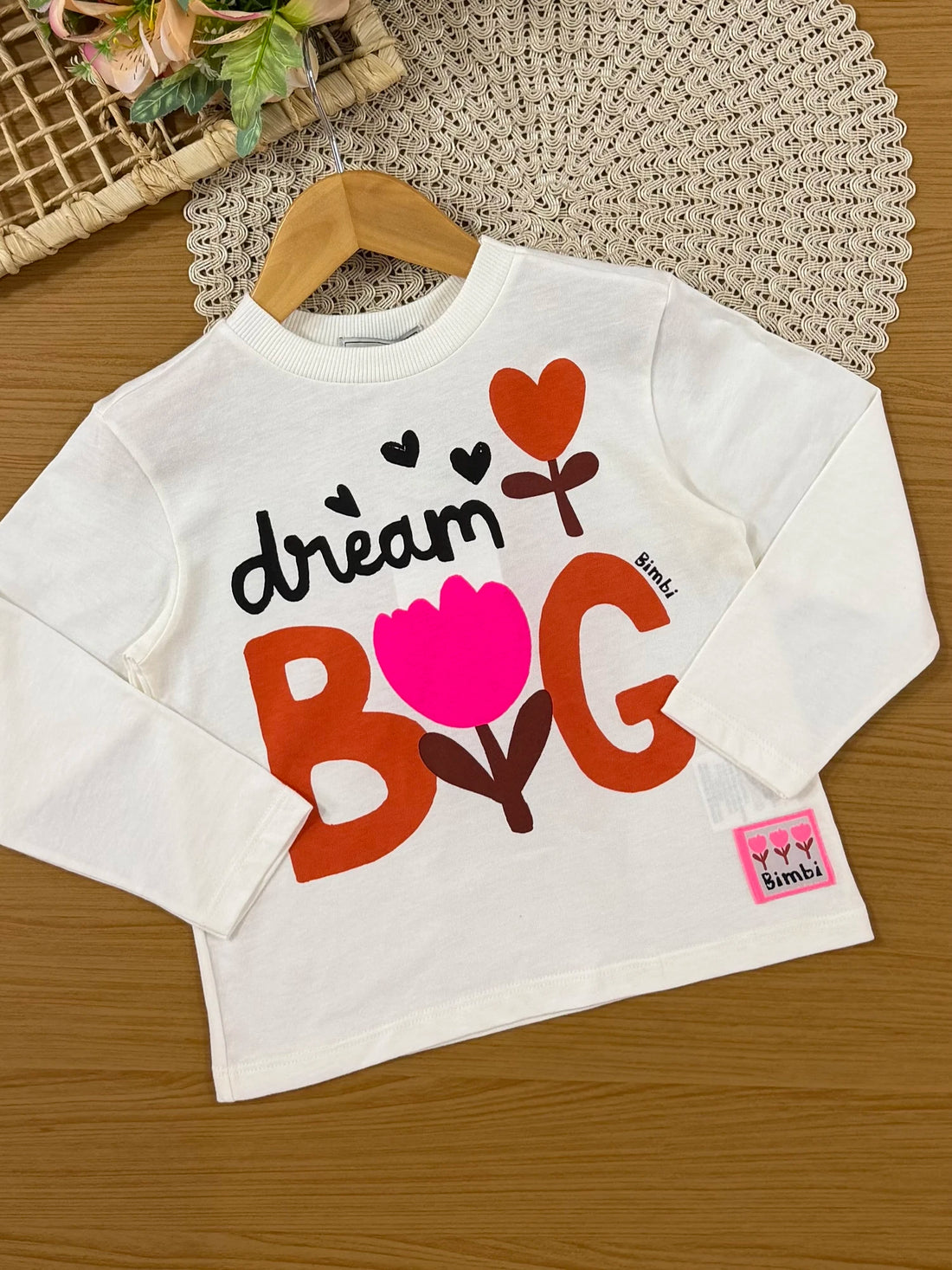 Conjunto Infantil Bimbi Inverno com Saia Marrom e Blusa Manga Longa Dream Big