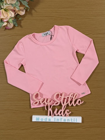 Blusa Infantil Kukiê Inverno Manga Longa Térmica Rosa
