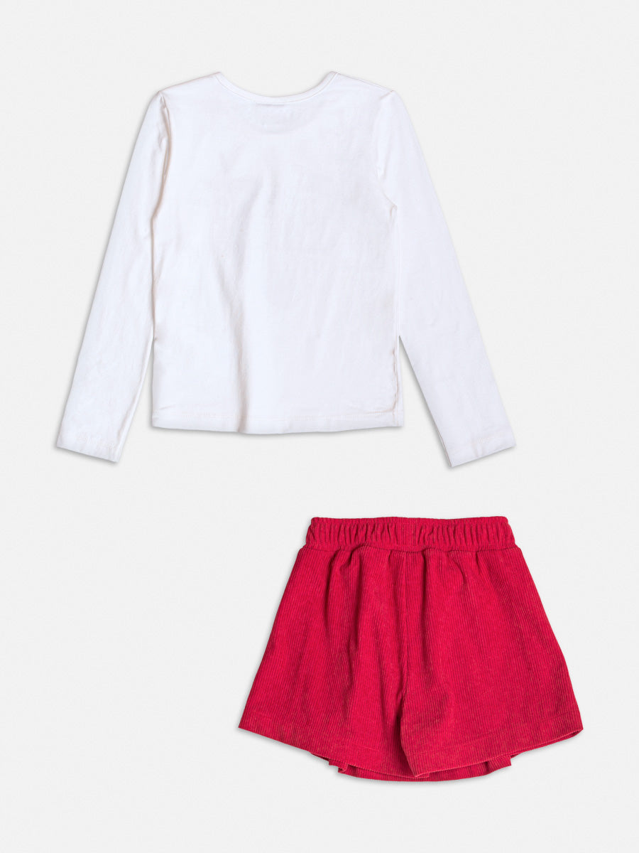 Conjunto Infantil Momi Inverno Shorts Vermelho e Blusa Manga Longa Amazing
