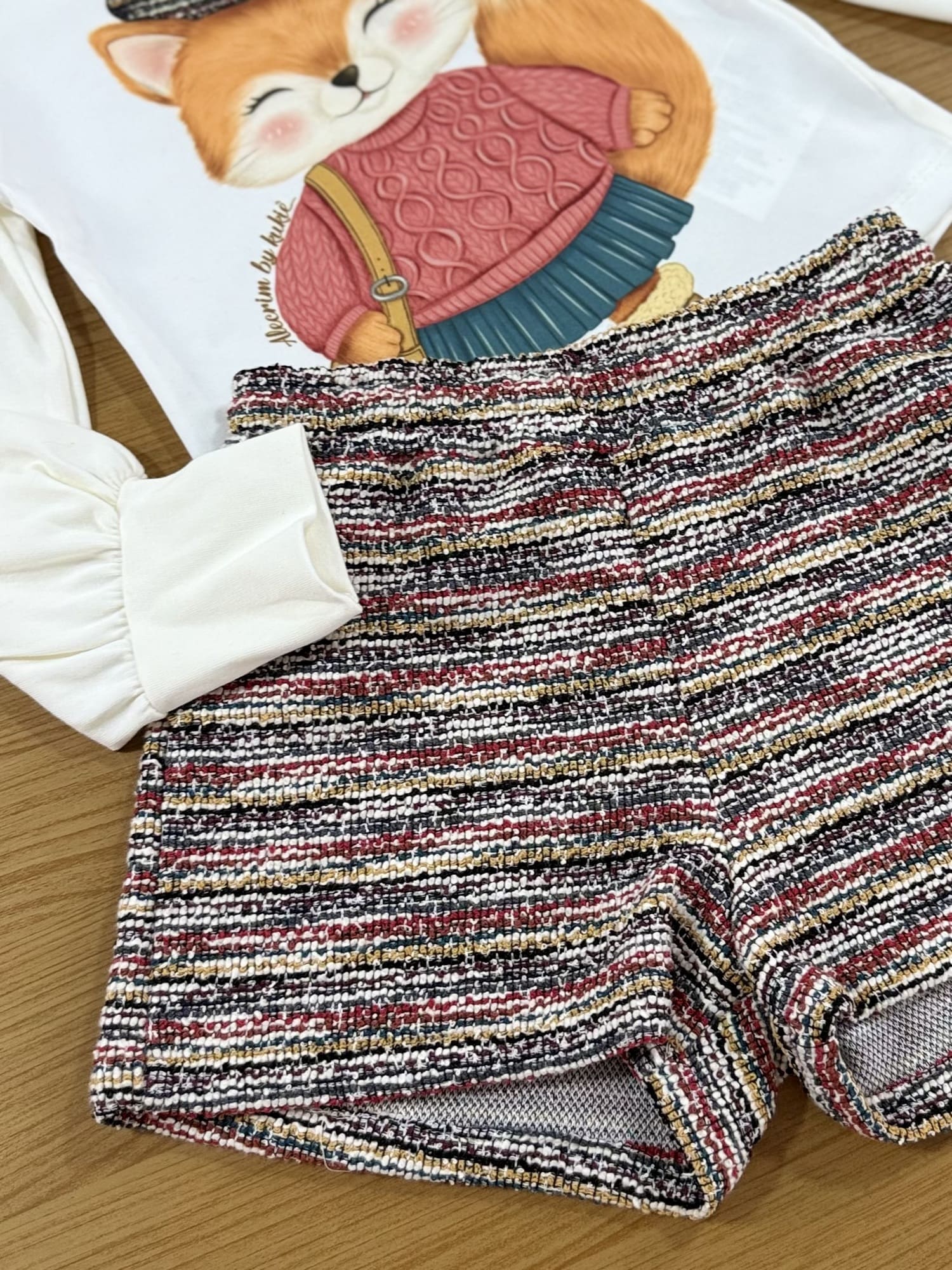 Conjunto Infantil Kukiê Alecrim Inverno com Shorts e Blusa Manga Longa Raposinha