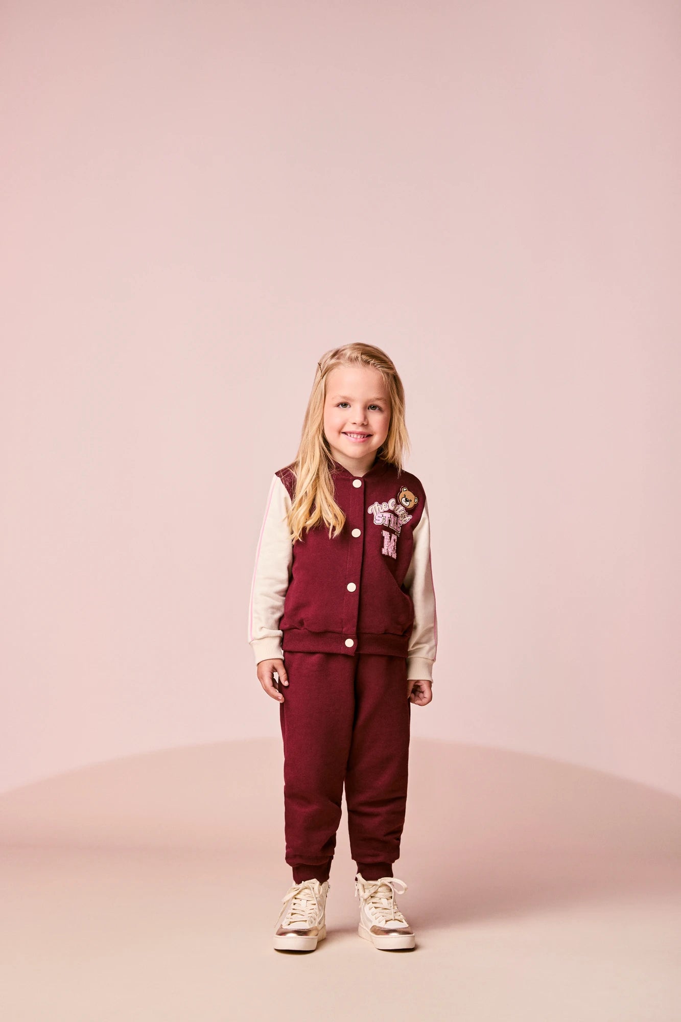 Conjunto Infantil Momi Inverno com Calça e Jaqueta sem Flanela Vinho The Cutest Style