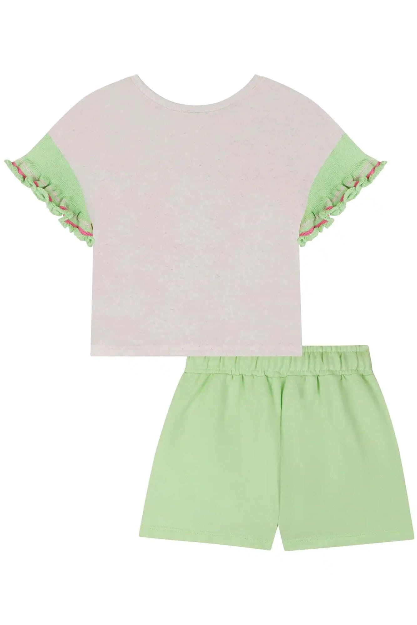 Conjunto Infantil Kukiê Verão com Shorts Verde e Blusa Off White Praia
