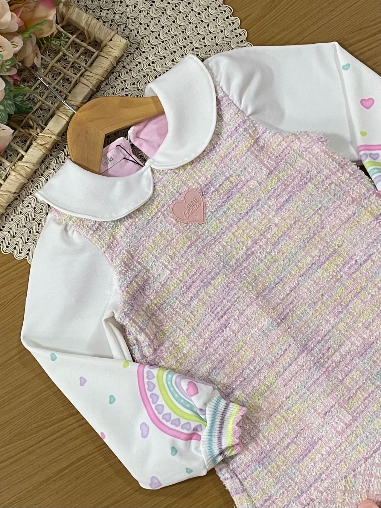 Vestido Infantil Kukiê Inverno Colorido Tweed