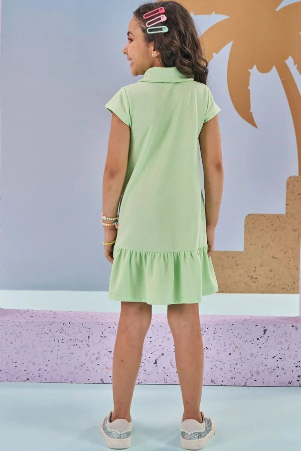 Vestido Infantil Kukiê Verão Verde Coração Tricô