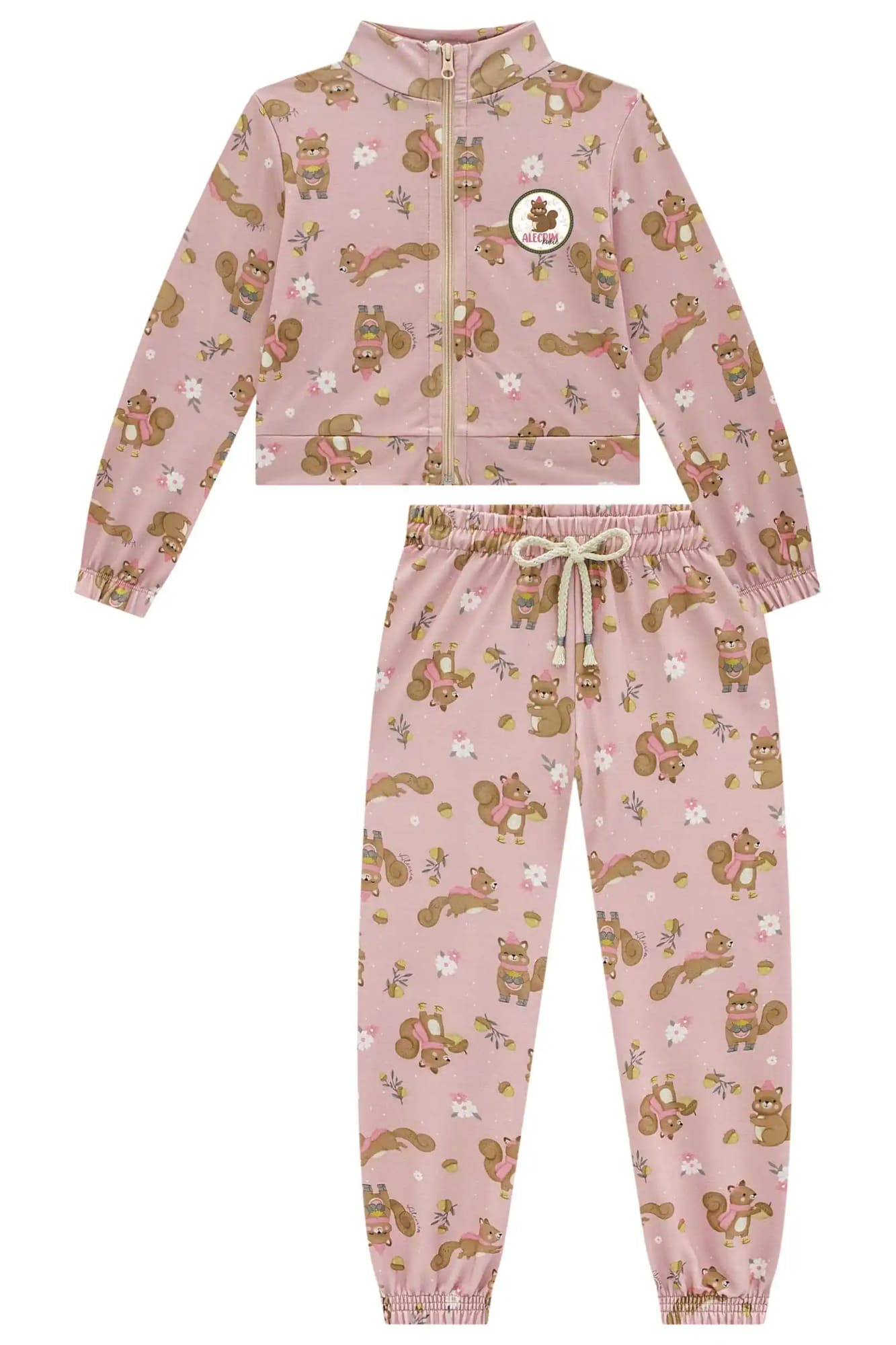 Conjunto Infantil Kukiê Alecrim Inverno com Calça  e Jaqueta Boxy Esquilinhos