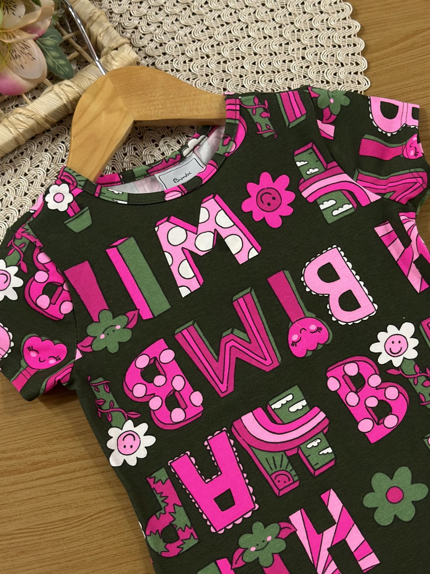 Blusa Infantil Bimbi Inverno Manga Curta Verde Florzinha