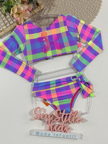 Biquíni Infantil Siri Kids Cropped Manga Longa Thais Sweet Color 40106
