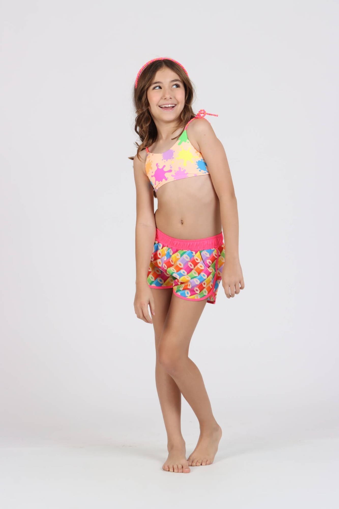 Shorts Infantil Siri Kids Nylon Leticia Colorir 40062