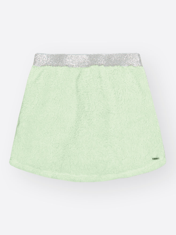 Conjunto Infantil Cinti Inverno com Shorts Saia Verde e Blusa Manga Longa Branca Labubu