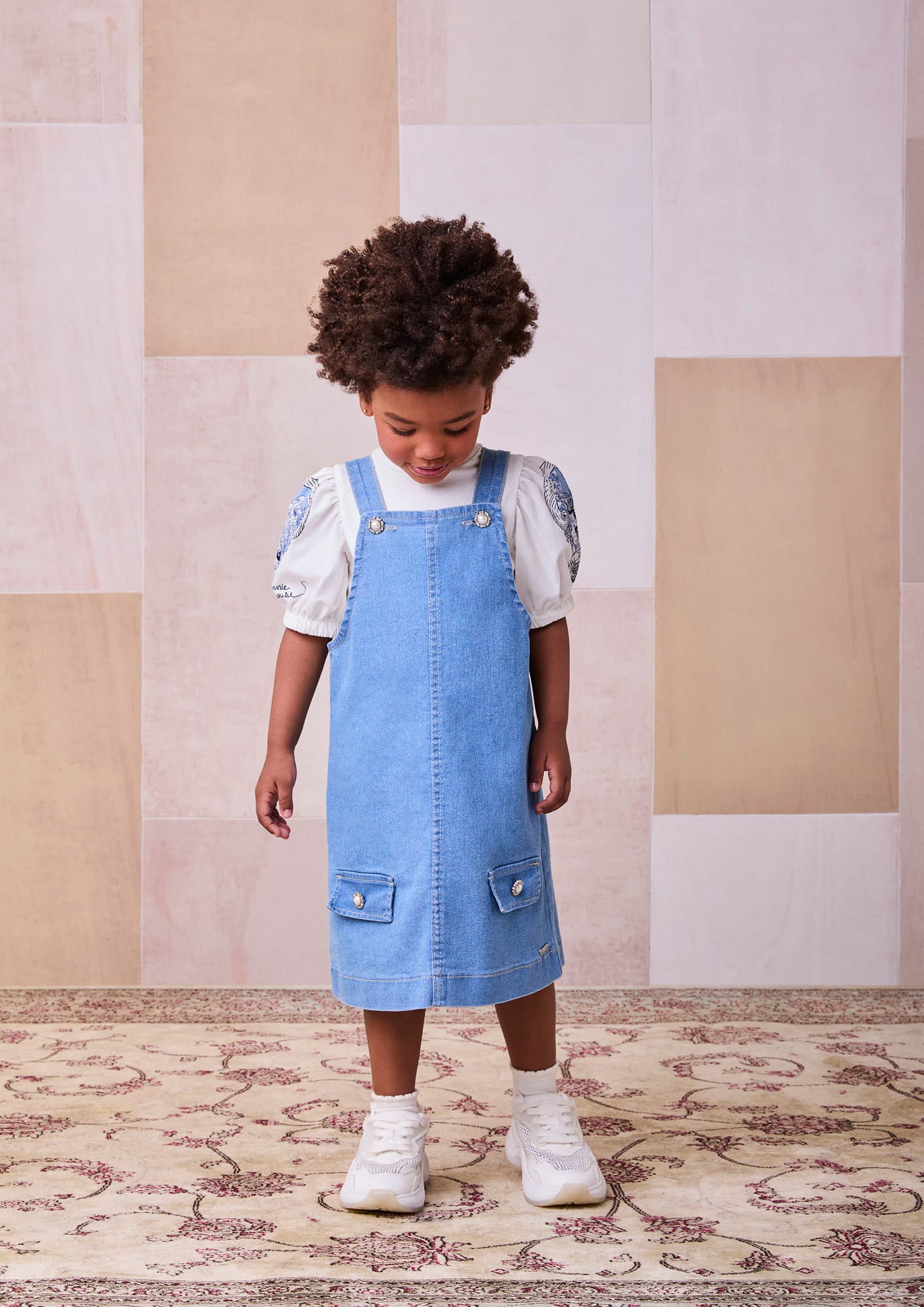 Salopete Infantil Animê Jeans com Brilho