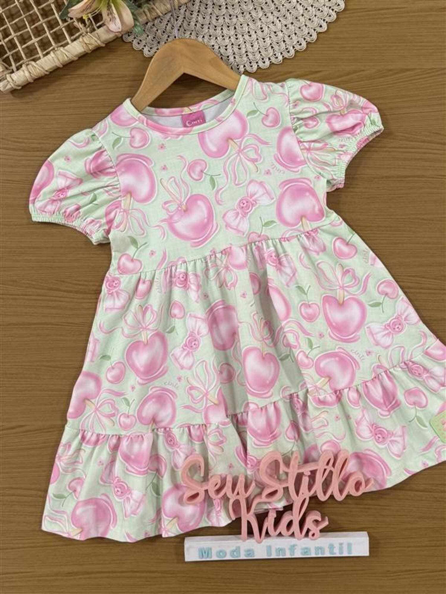 Vestido Infantil Cinti Verão Verde Docinhos