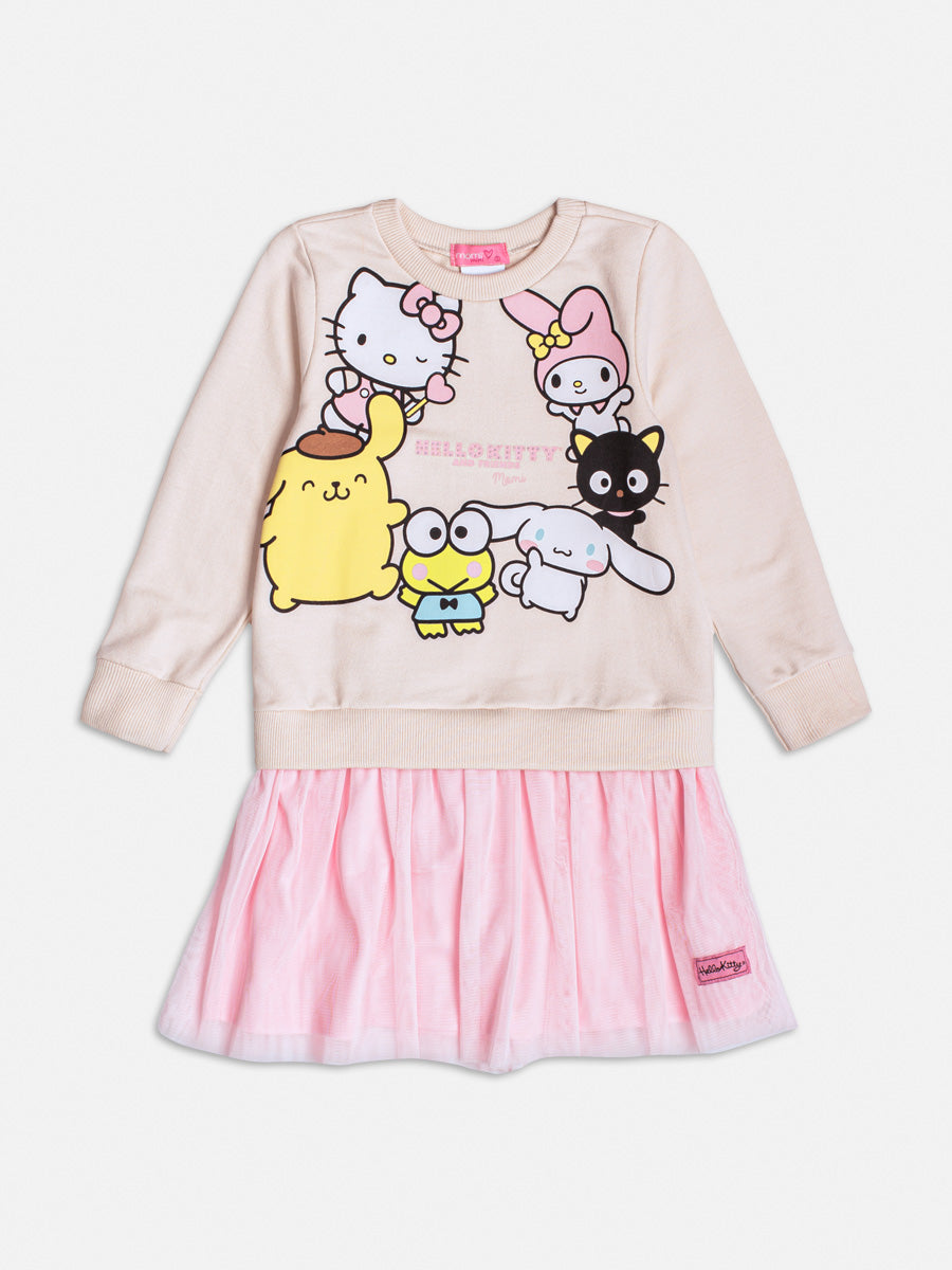 Vestido Infantil Momi Inverno Bege Hello Kitty Amigos