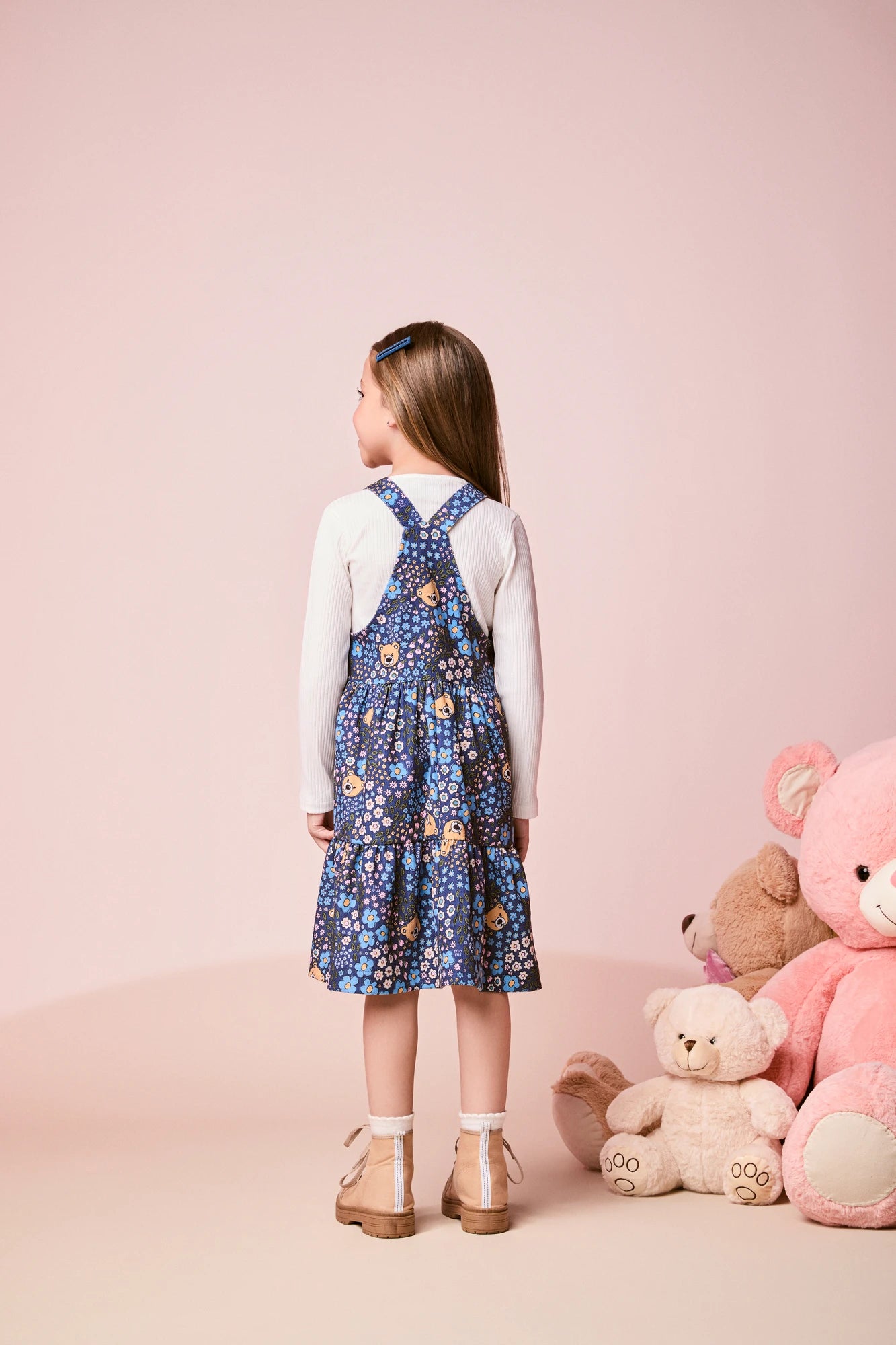 Salopete Infantil Momi Inverno Azul Floral