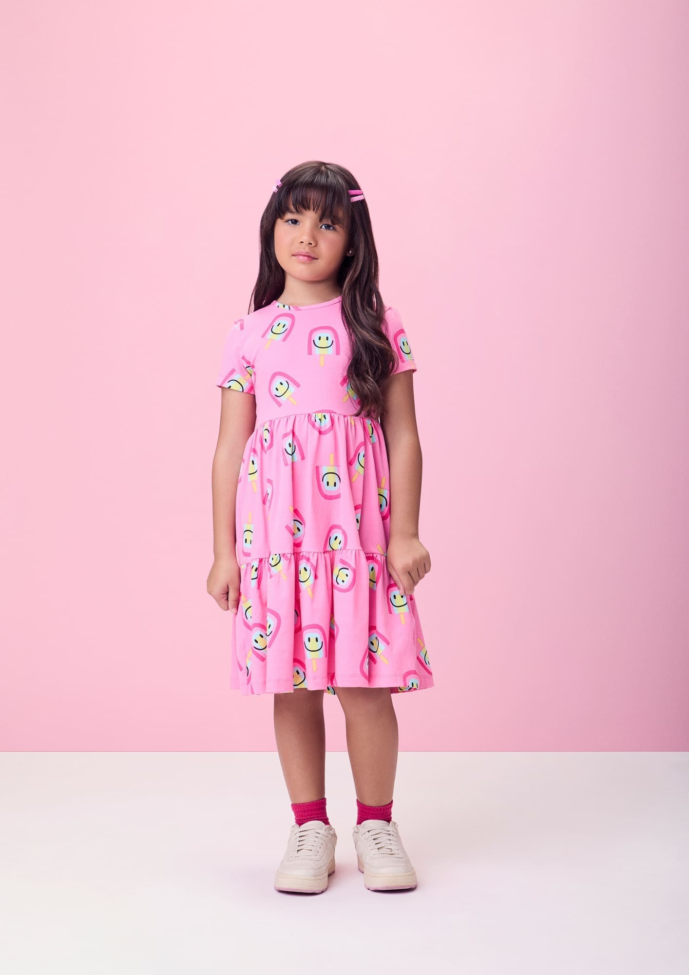 Vestido Infantil Momi Verão Rosa Sorvetinho