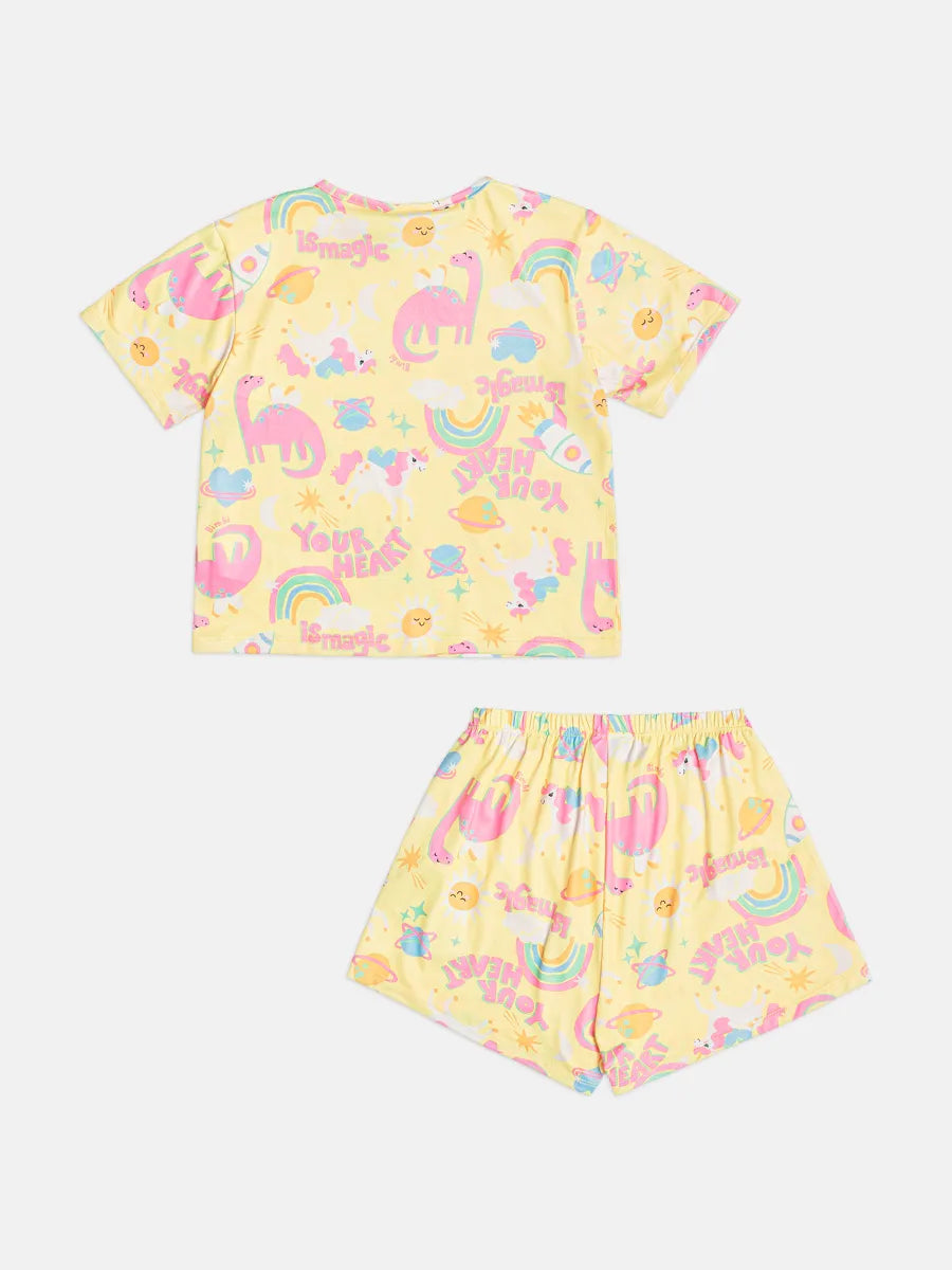 Pijama Infantil Menina Bimbi Amarelo Galáxia Mágica