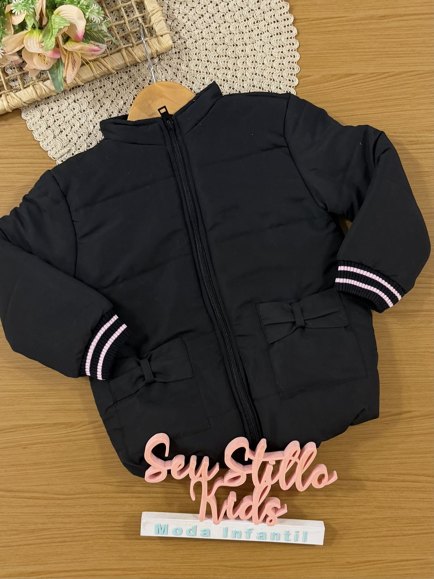 Jaqueta Infantil Kukiê Inverno Puffer Preta
