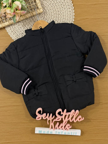 Jaqueta Infantil Kukiê Inverno Puffer Preta