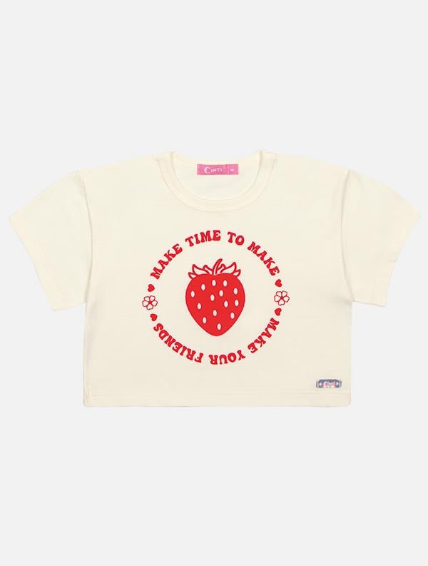 Blusa Infantil Cinti Verão Branca Moranguinho