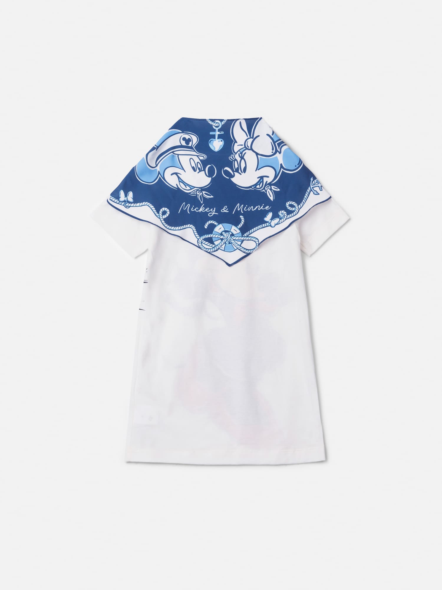 Vestido Infantil Animê Verão Branco Minnie com Lenço Disney