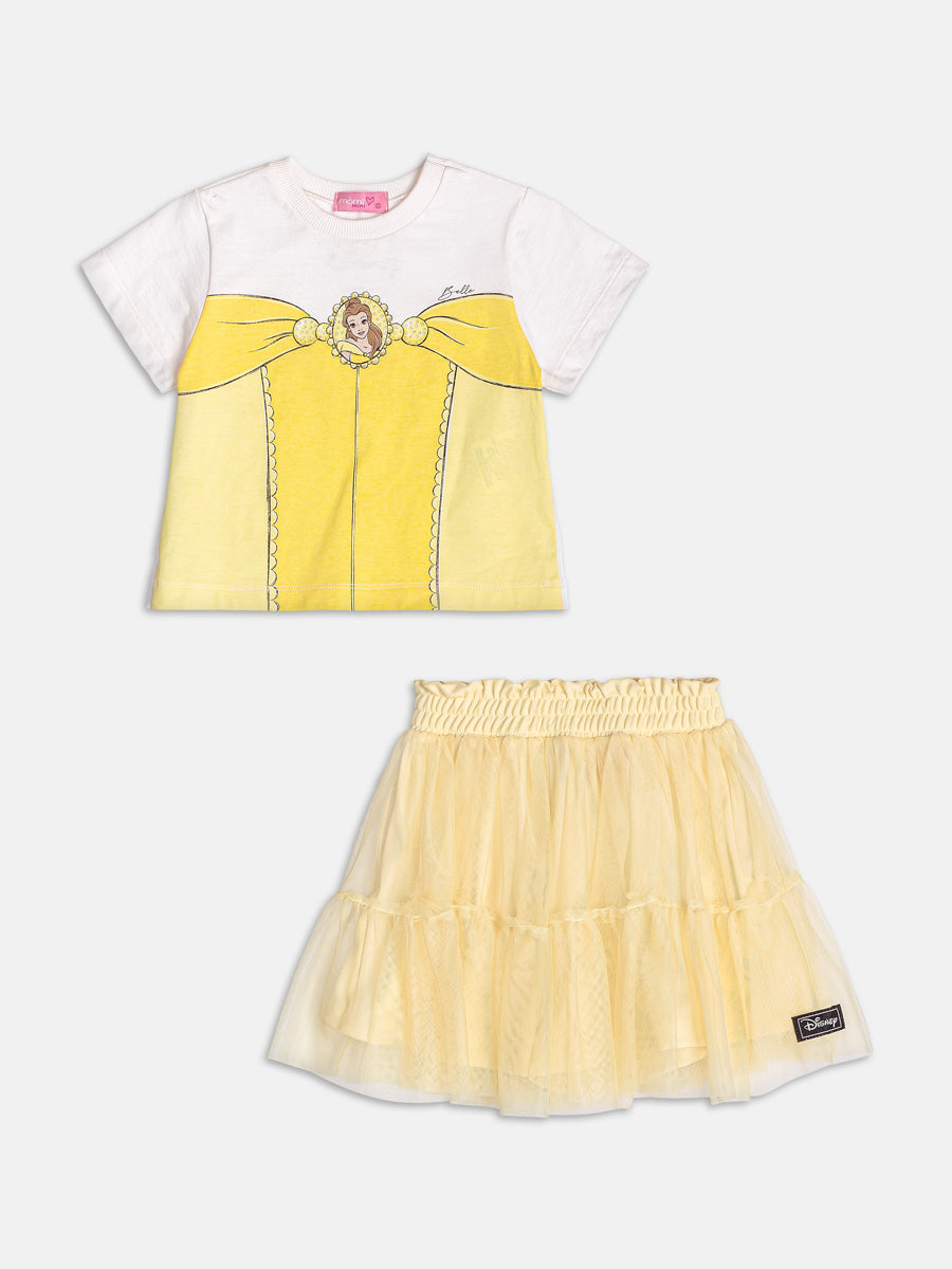 Conjunto Infantil Momi Verão com Saia e Blusa Amarela Bela