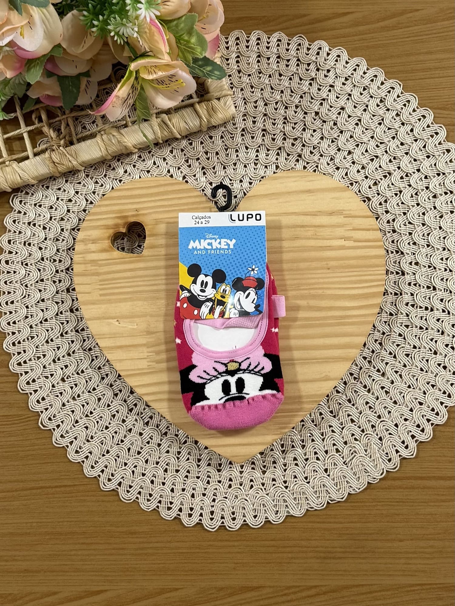 Meia Infantil Lupo Sapatilha Antiderrapante Minnie Disney