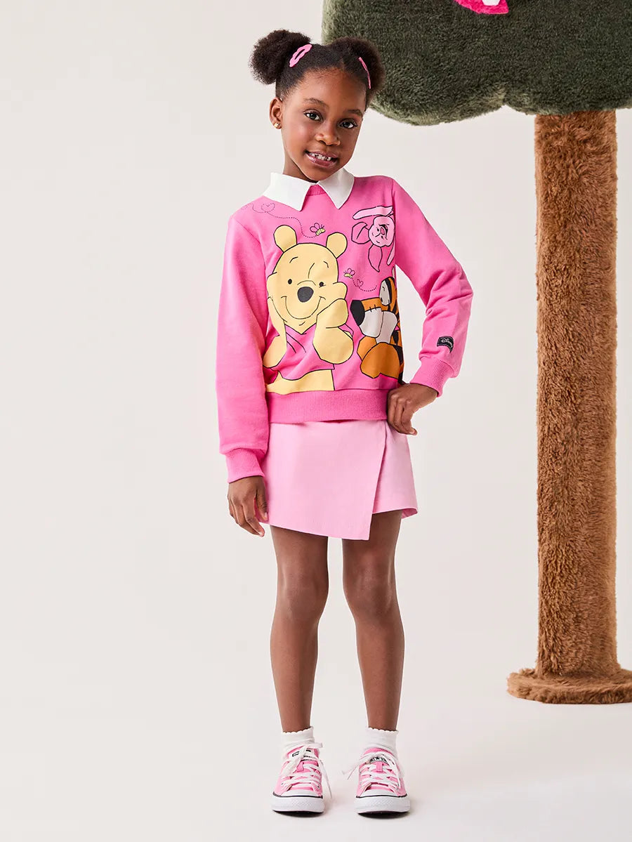 Moletom Infantil Bimbi Inverno sem Flanela Rosa Ursinho Pooh