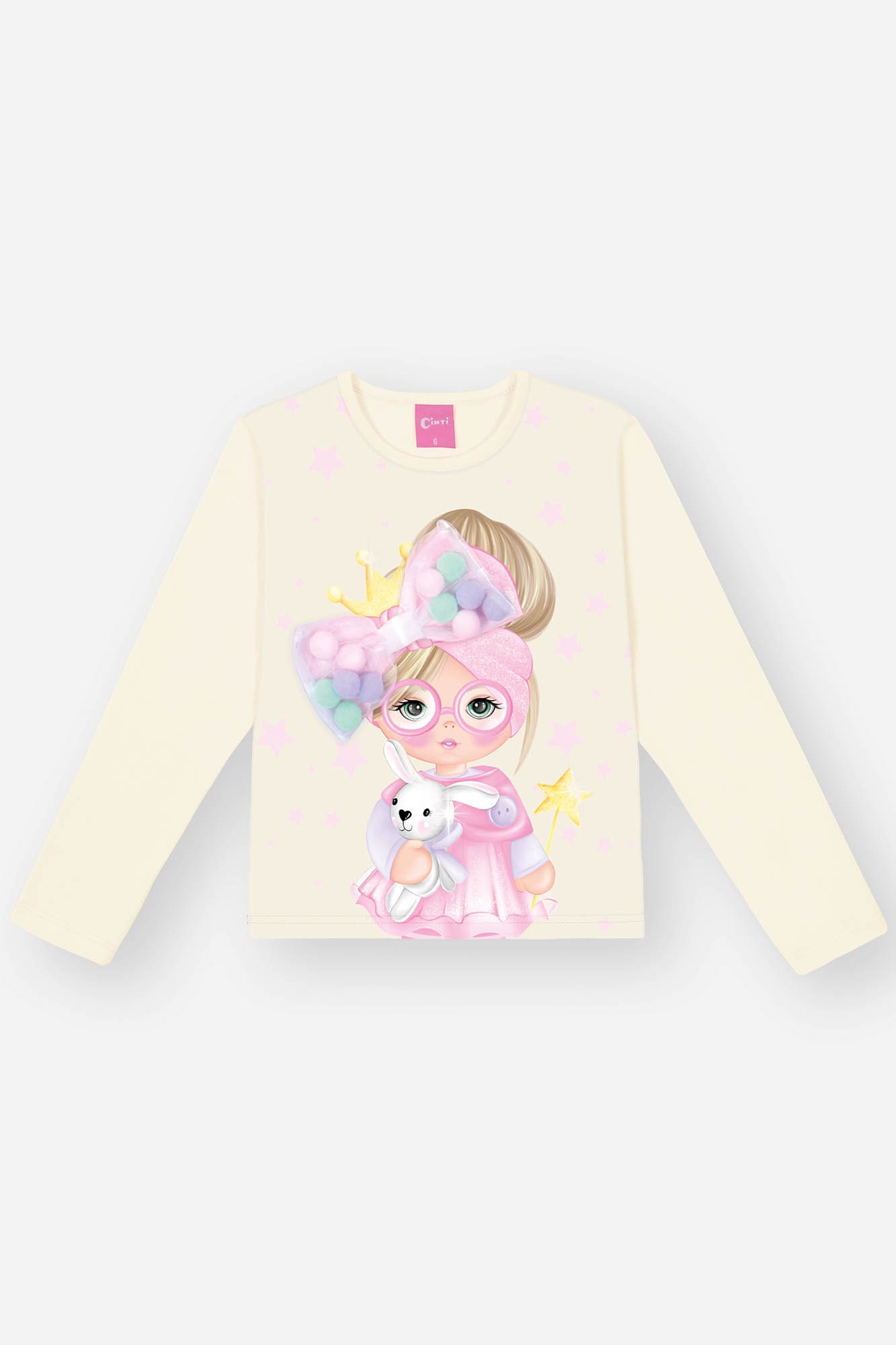 Conjunto Infantil Cinti Inverno Saia e Blusa Off White Menina Laço