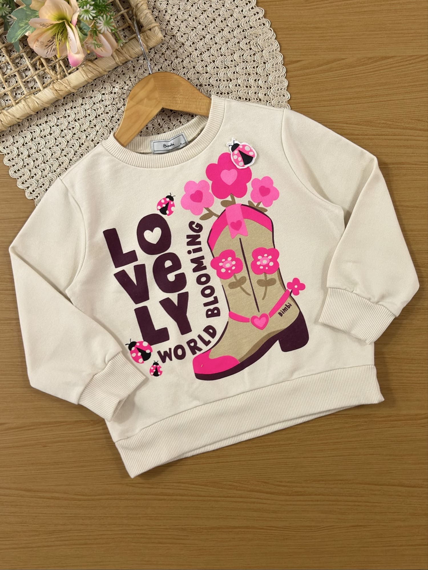 Conjunto Infantil Bimbi Inverno com Calça Legging e Moletom sem Flanela Bege Lovely