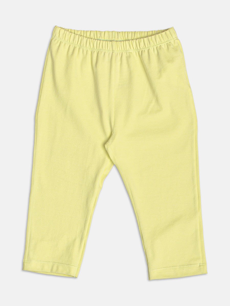 Conjunto Infantil Momi Verão com Legging Amarela e Blusa Branca Emoji My Friends