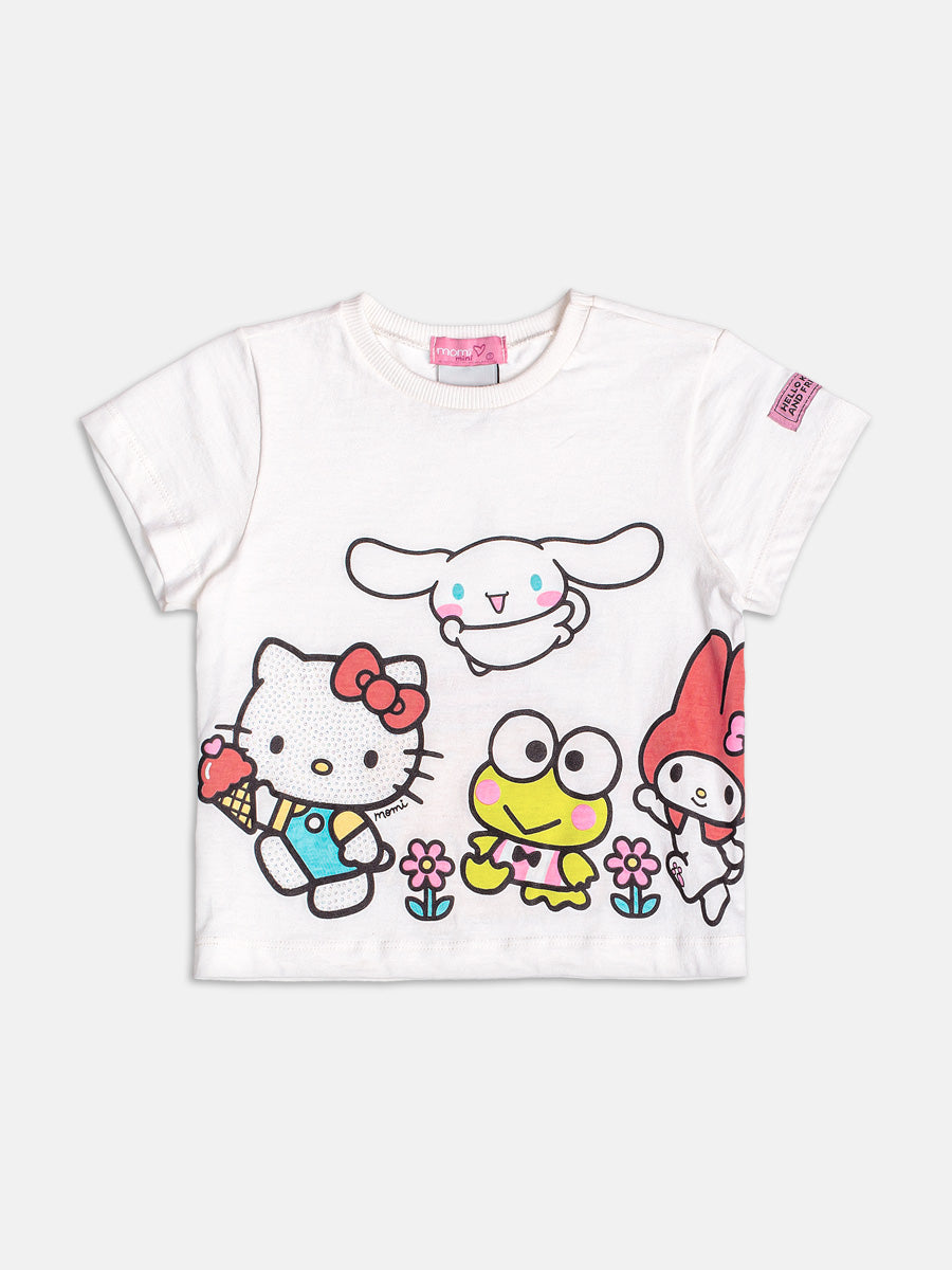 Blusa Infantil Momi Verão Branca Hello Kitty Friends