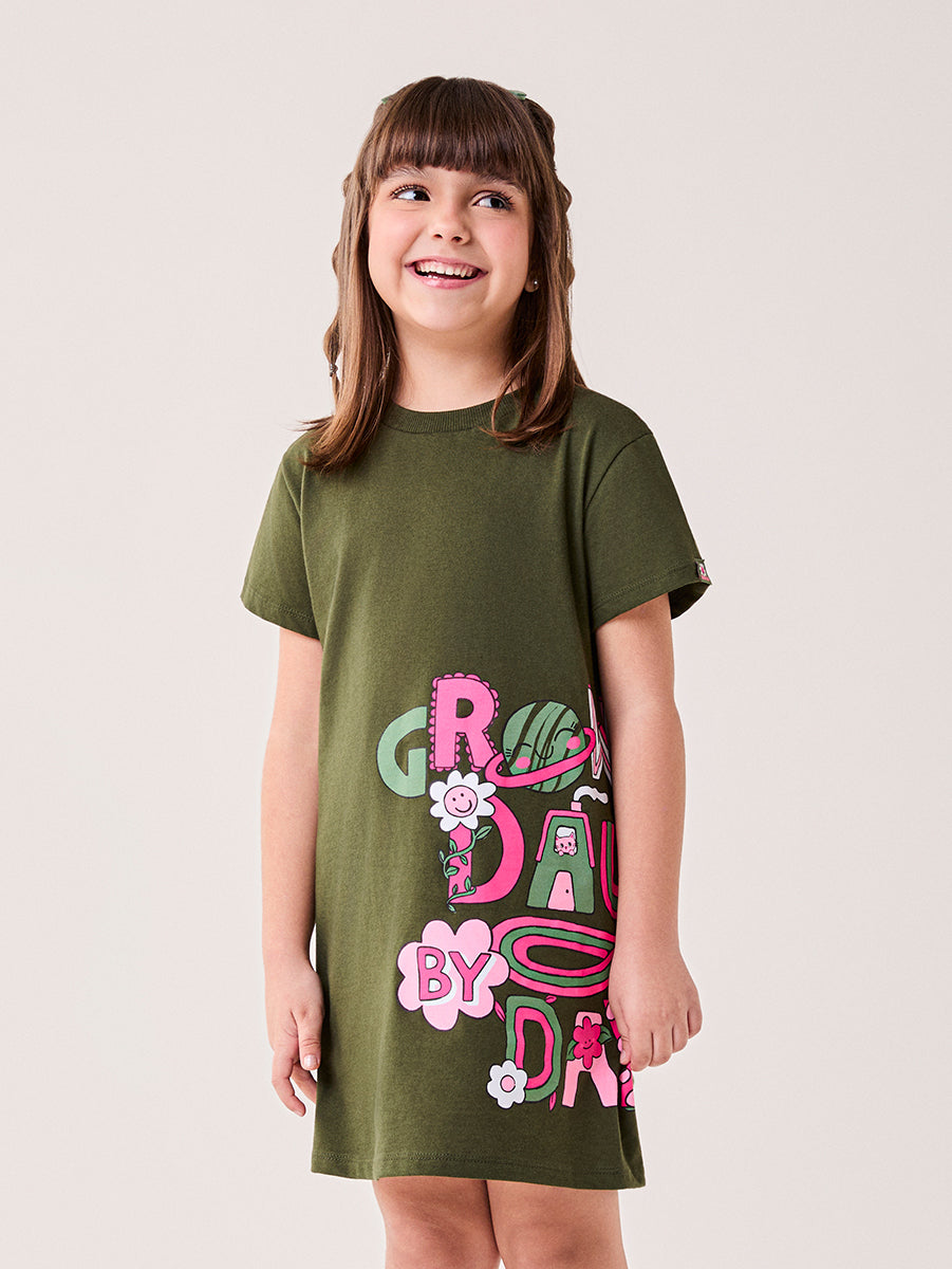 Vestido Infantil Bimbi Inverno Verde Florzinha