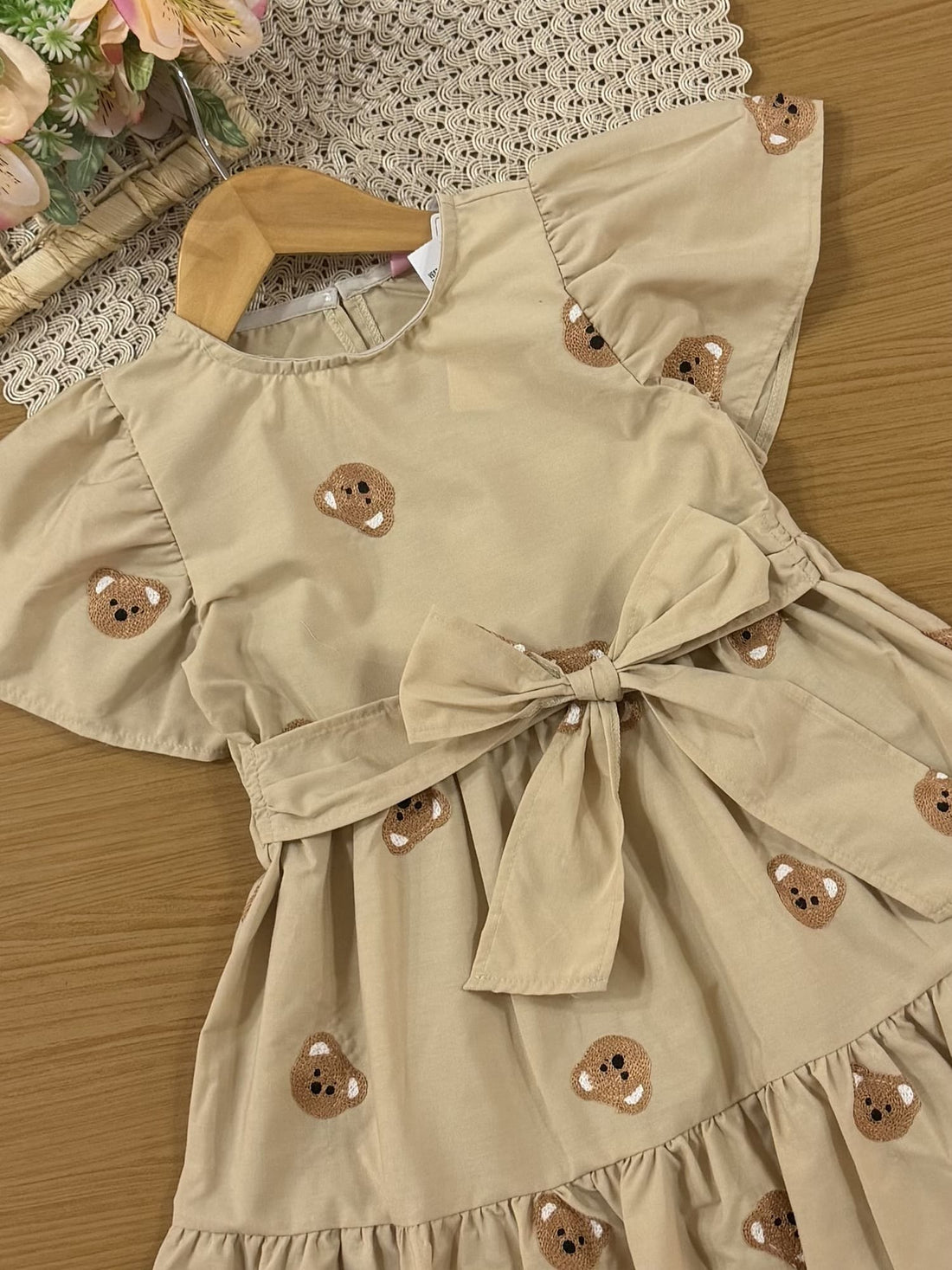 Vestido Infantil Momi Inverno Bege Ursinhos