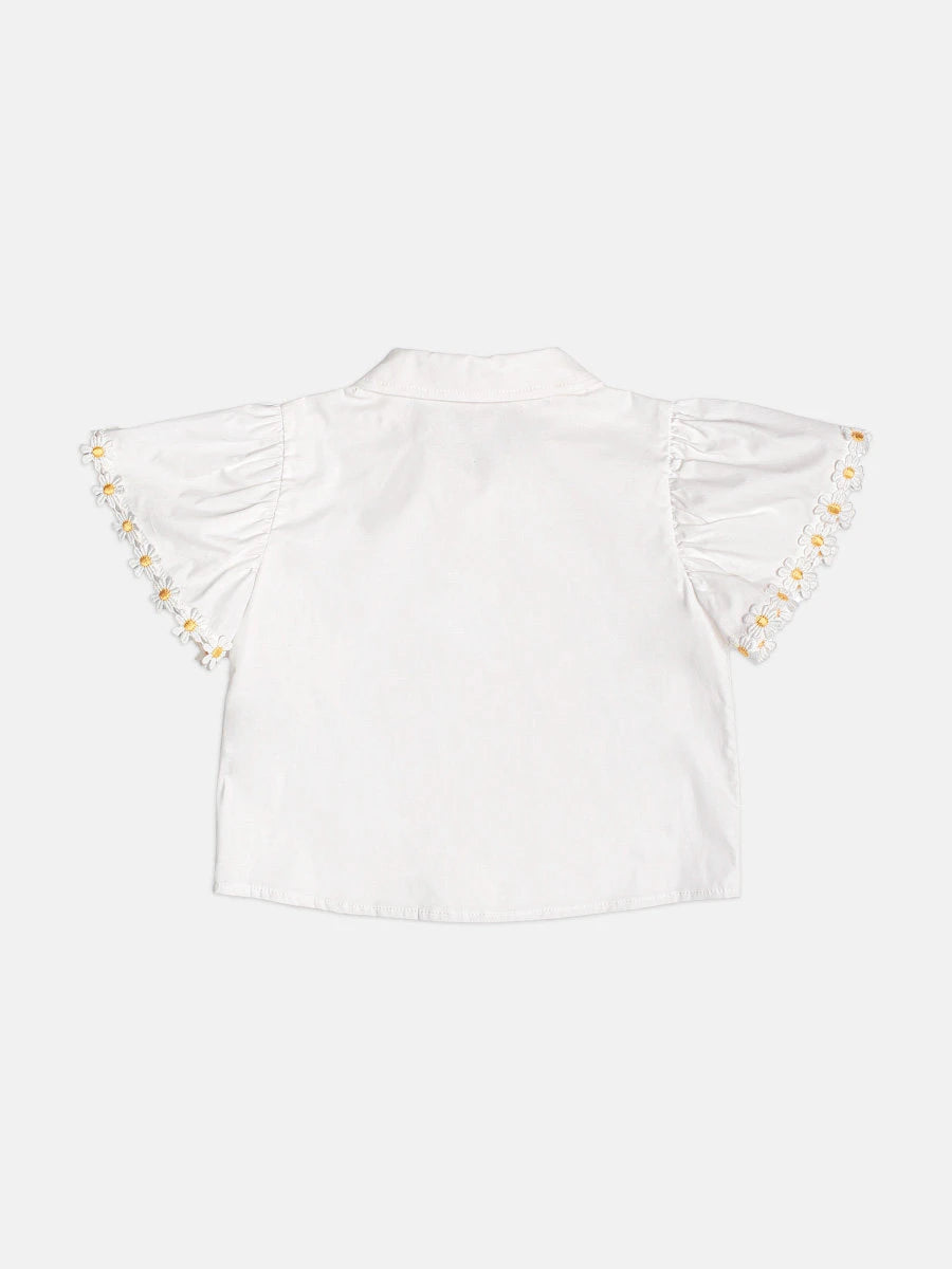 Camisa Infantil Menina Momi Off White Floral