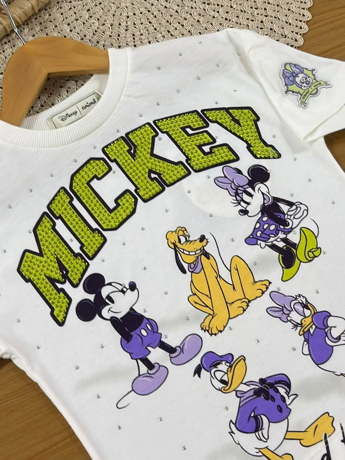 Blusa Infantil Menina Animê Branca Mickey e Amigos Disney