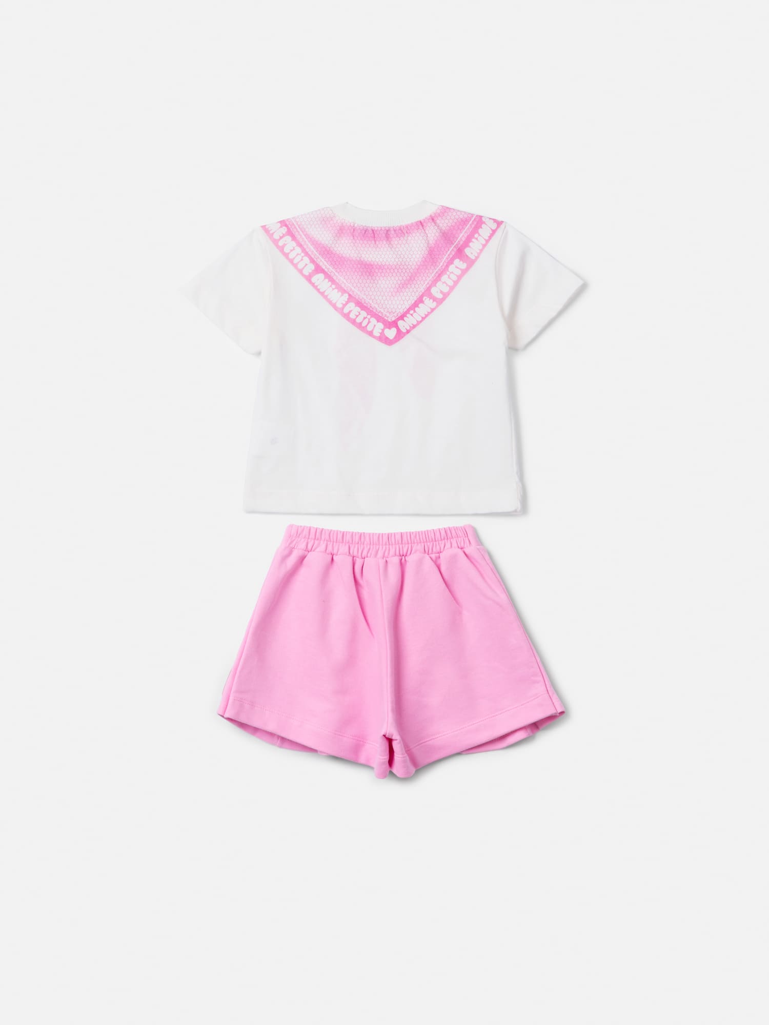 Conjunto Infantil Animê Verão com Shorts Saia Lilás e Blusa Branca Bandana