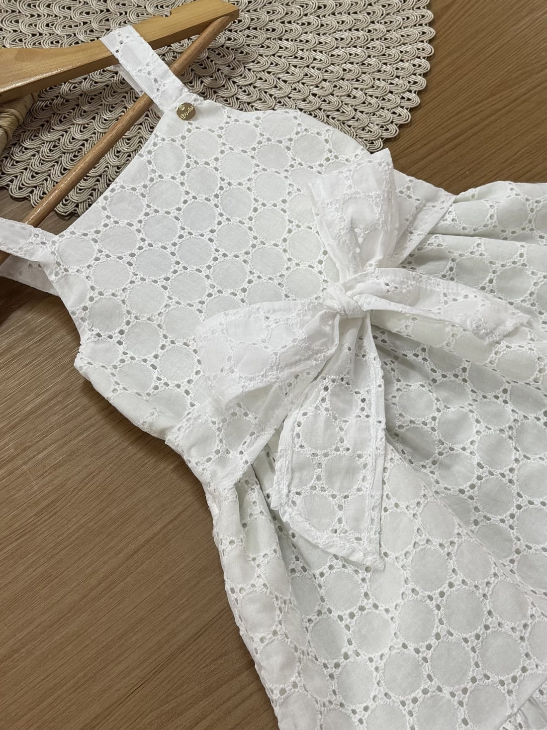 Vestido Infantil Bimbi Verão com Laço em Laise Branco