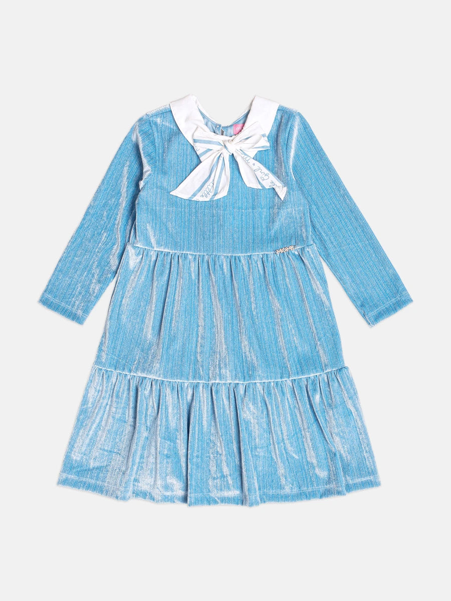 Vestido Infantil Momi Inverno Azul com Brilho