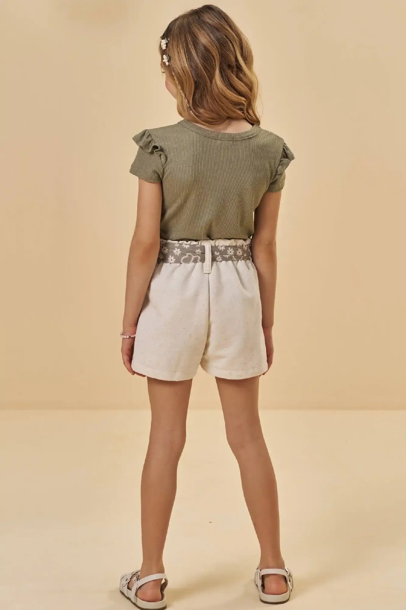 Conjunto Infantil Kukiê Verão com Shorts Off White Blusa Verde Borboleta
